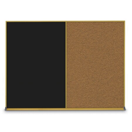 United Visual Products Double Door Radius Corkboard, 60"X36", B UV8004-BLACK-SURF